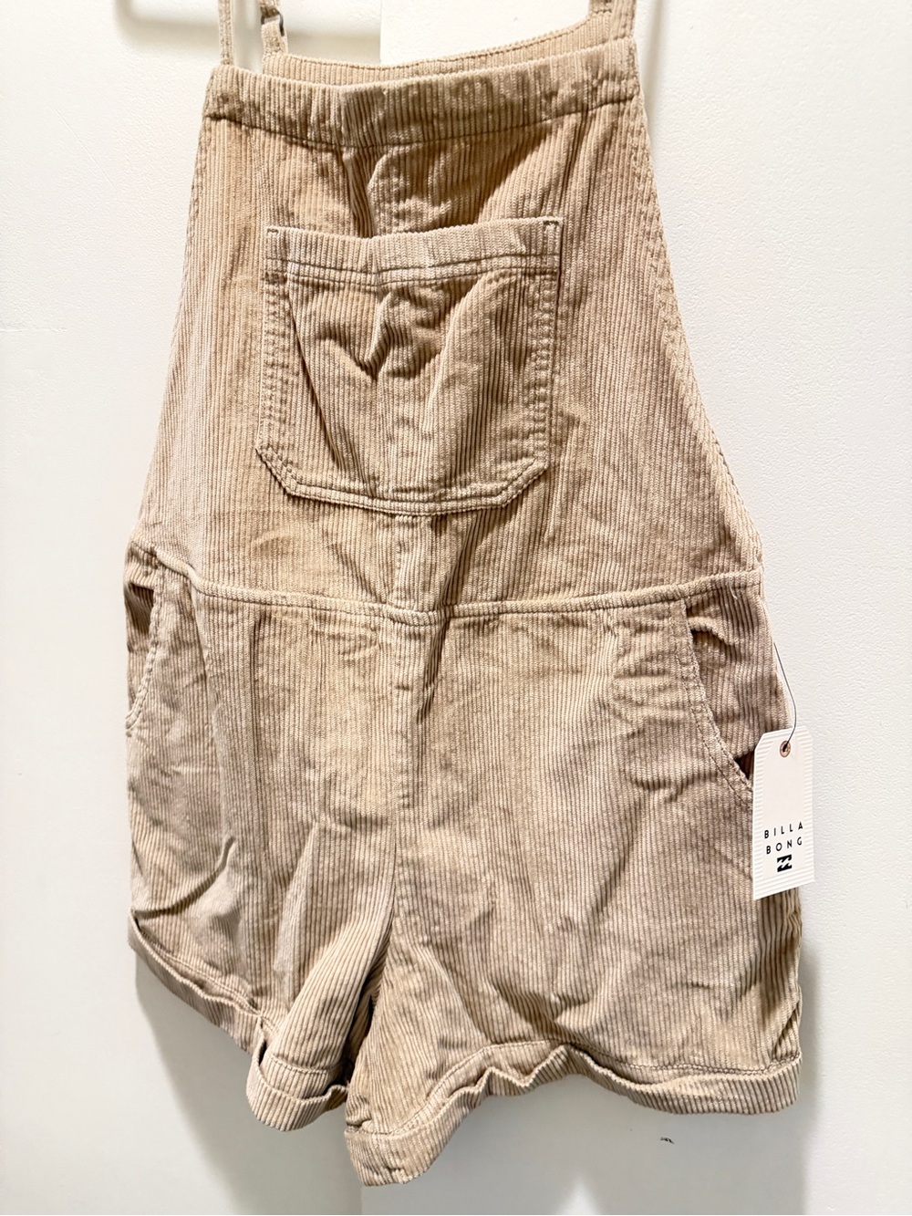 Billabong Women's Beige Corduroy Short Overalls